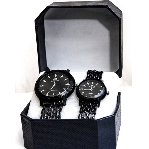 Premium His & Her Black Couple Wrist Watch